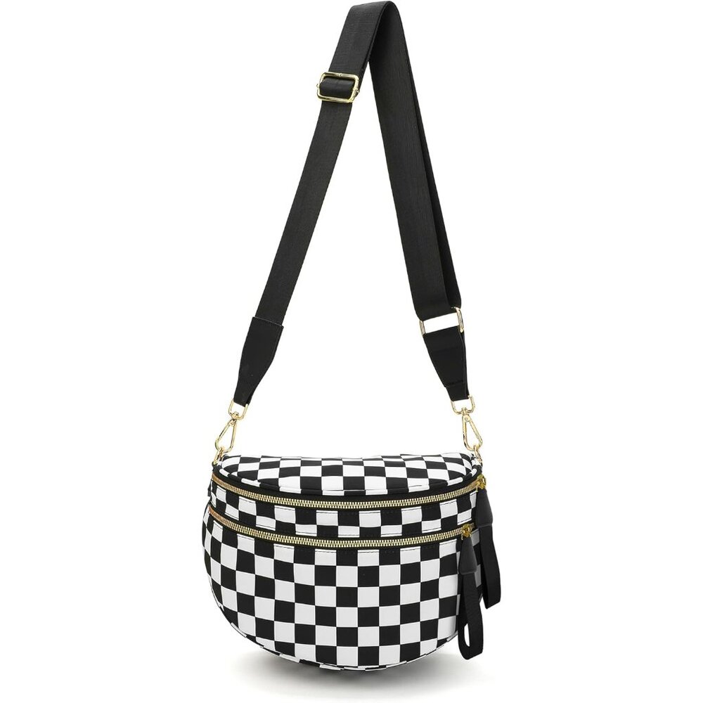 Versatile Checkered Sling Bag - Adjustable, Water… - image 1